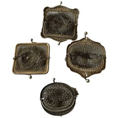 Collection of Four Silver Ladies Purses, 19th Century!