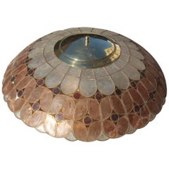 Retro Mother-of-Pearl Ceiling Lamp Made Entirely by Hand Old Design