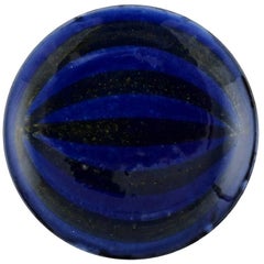 Upsala-Ekeby Ceramic Dish, Glaze in Blue and Black Tones, Sweden, 1950s
