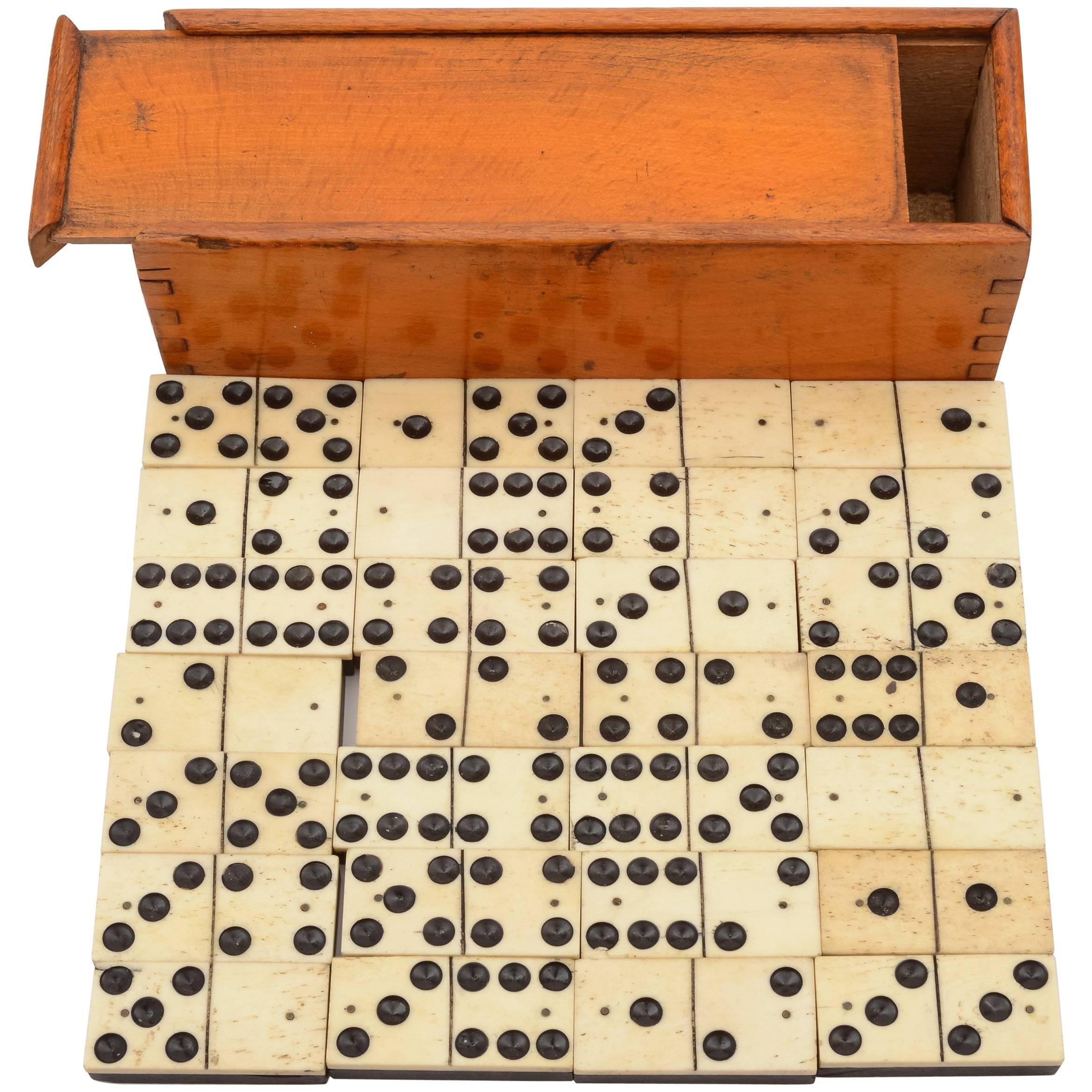 Edwardian Bone and Ebony Dominoes, circa 1905 For Sale