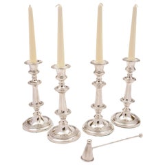 Set of Four Victorian Candlesticks with Snuffer, circa 1890