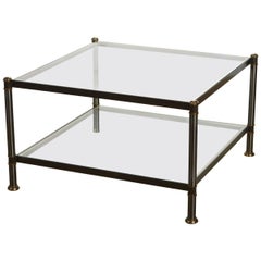 Maison Charles Brass and Gun Metal Coffee Table, 1960s