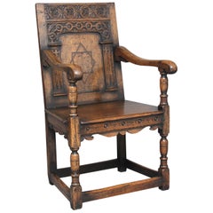 Antique Early 20th Century Oak Wainscot Chair