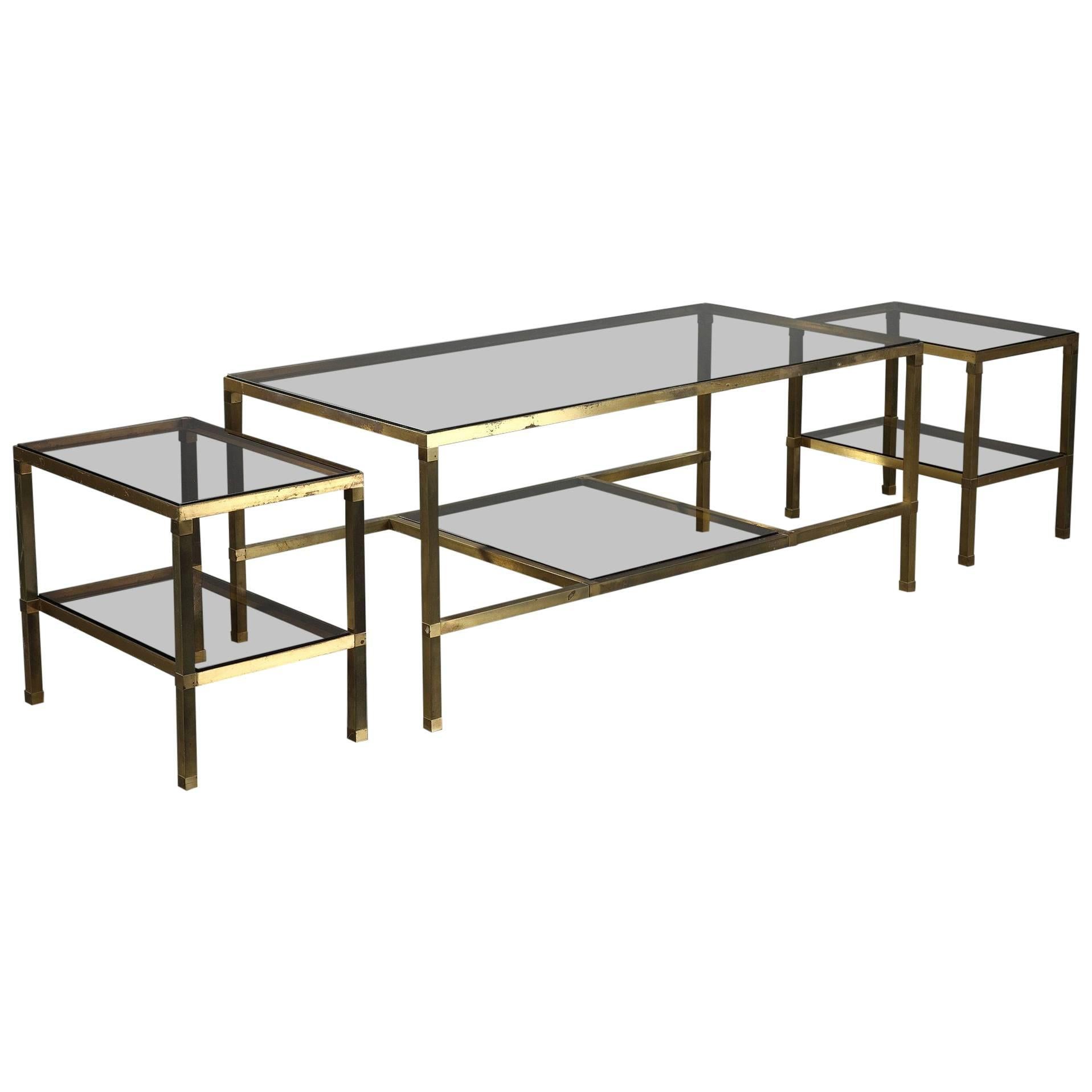 1970s Set of Three Nesting Tables Attributed to Maison Jansen