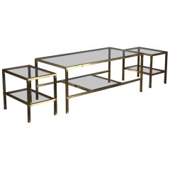 1970s Set of Three Nesting Tables Attributed to Maison Jansen