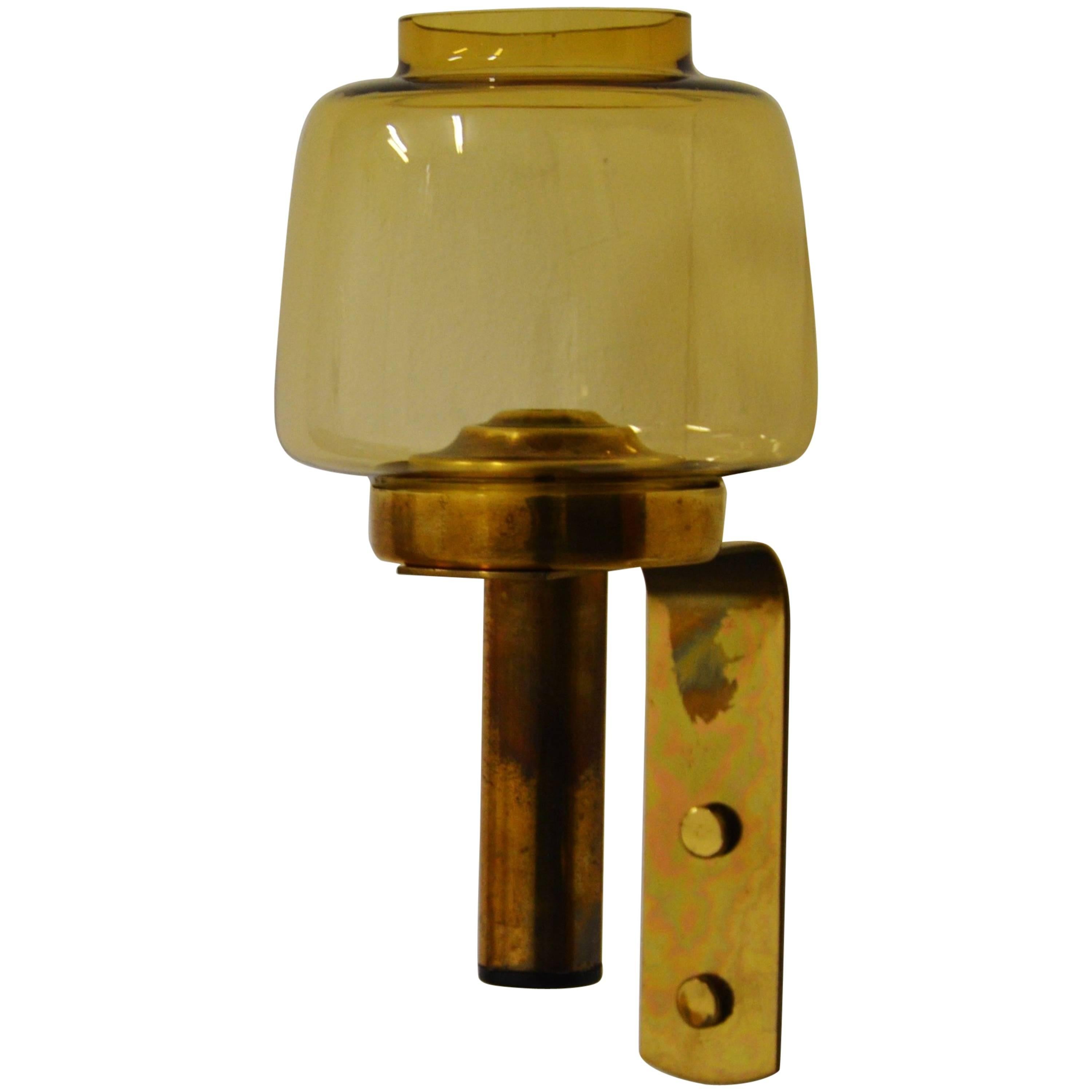 L184 Wall-Mounted Brass and Glass Candleholder by Hans-Agne Jakobsson For Sale