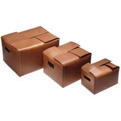 "David" Leather Box Designed by Claude Bouchard for Oscar Maschera