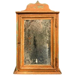 Antique Distressed Wall Cabinet with Mirror