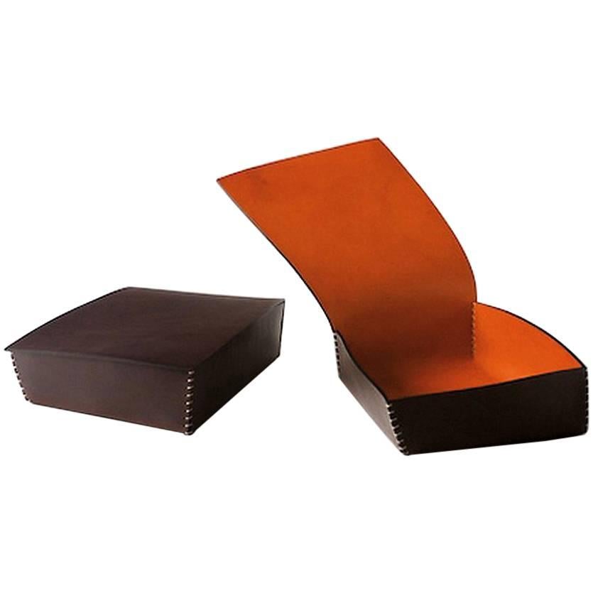 "Tom" Leather Box Designed by Claude Bouchard for Oscar Maschera