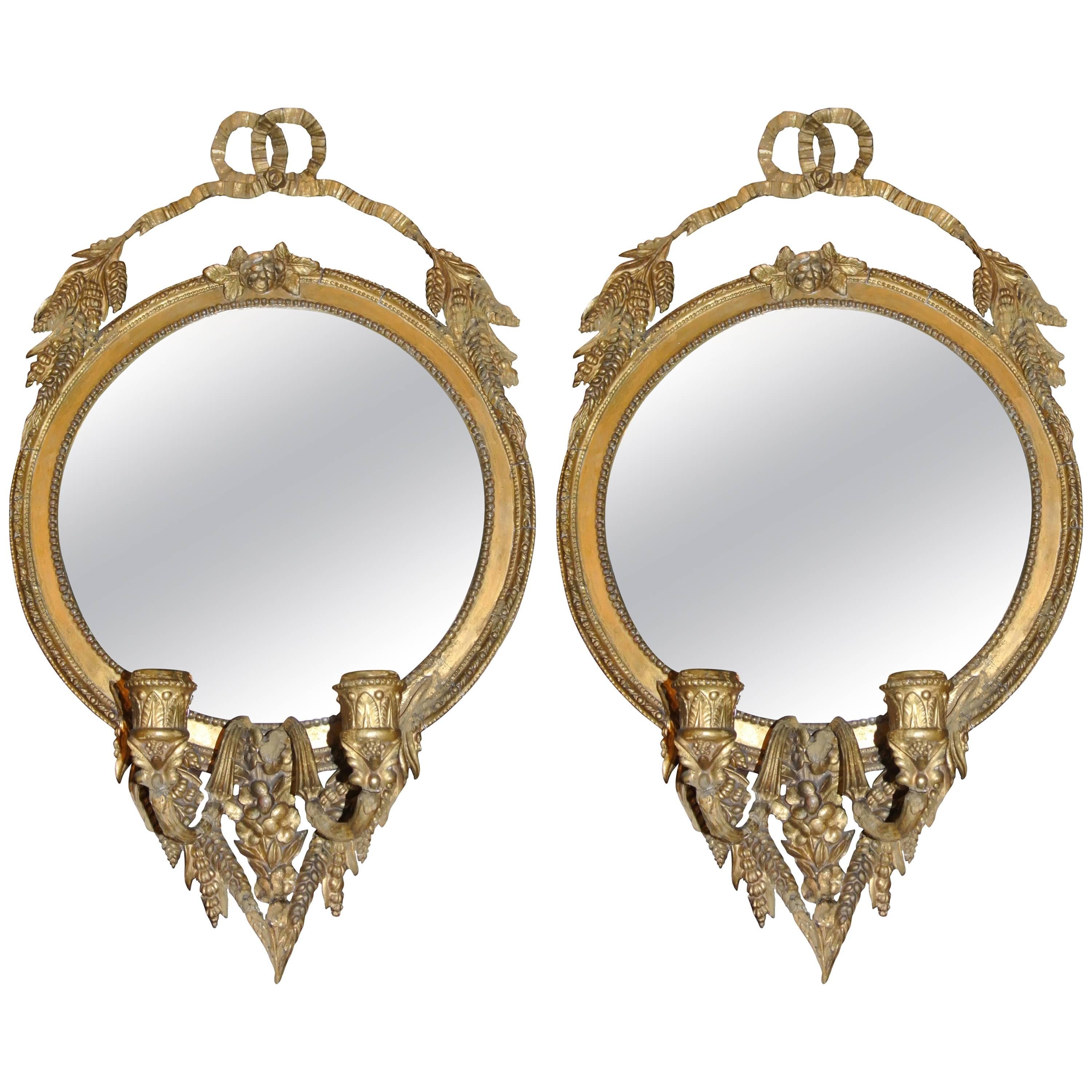 19th Century Pair of Girandole Mirrors