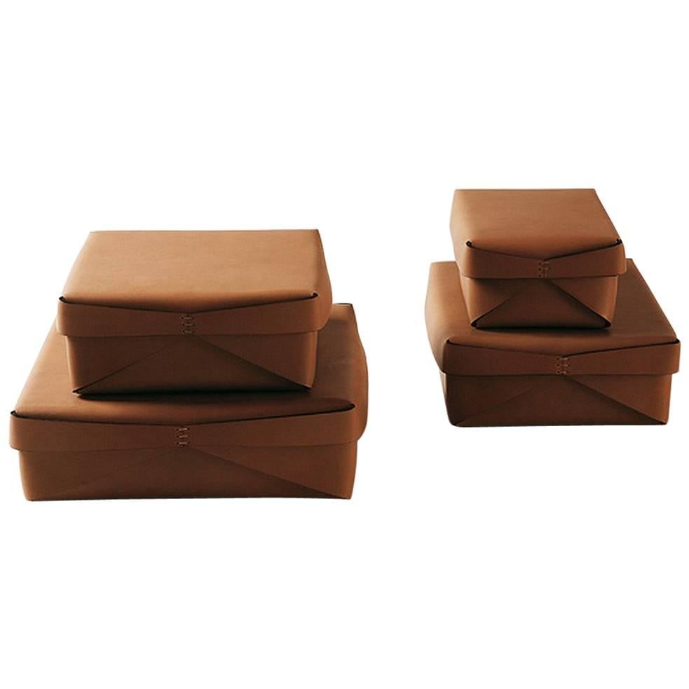 Boîte en cuir «ettangolare » conçue par Oscar Maschera en vente