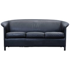 Wittmann Aura Designer Sofa Leather Black Three-Seat Couch Modern