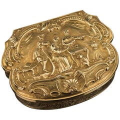 Antique 19th Century German 18-Karat Solid Gold Decorative Snuff Box, Hanau, circa 1840