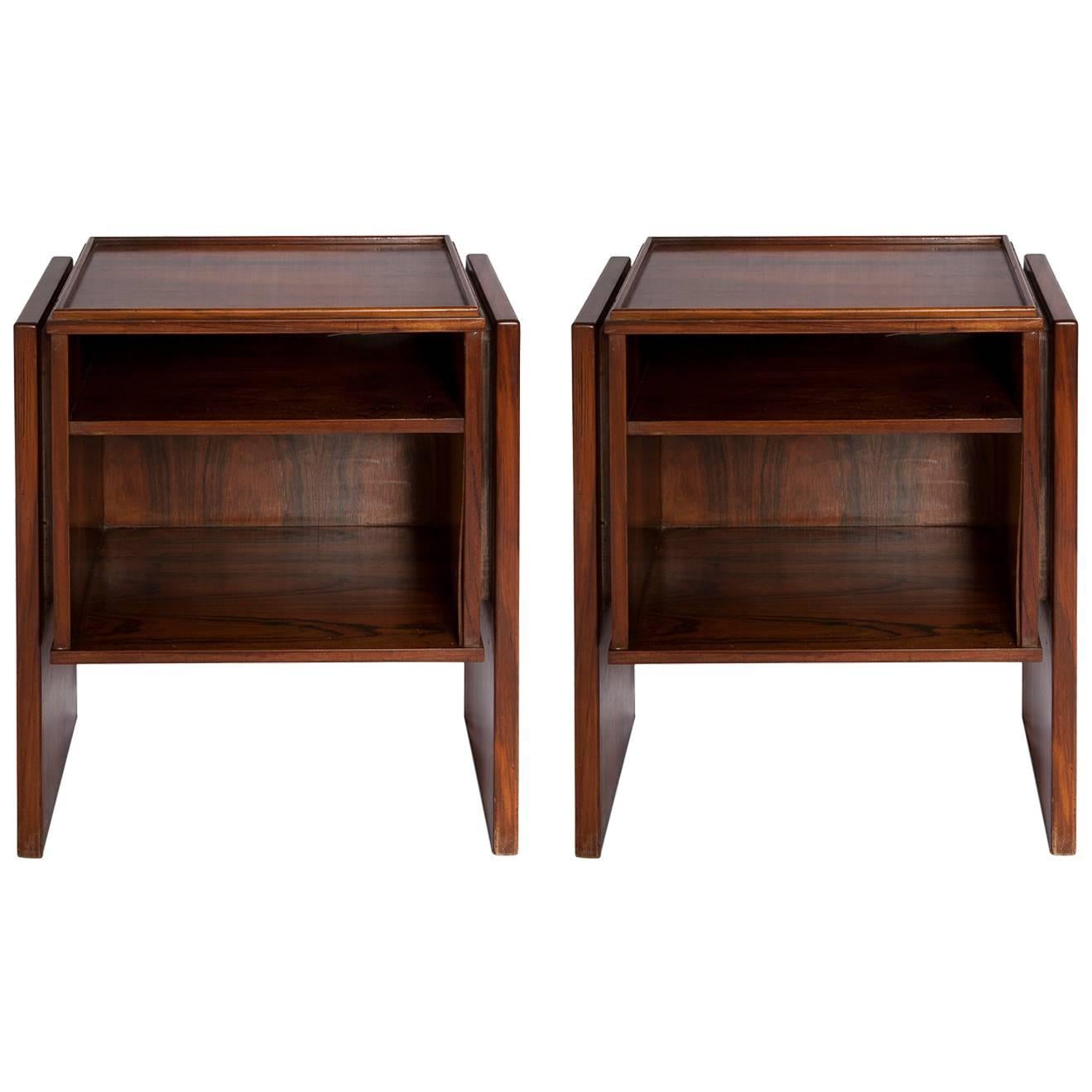 Pair of Brazilian Rosewood Side Tables  For Sale