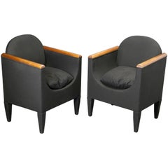 Pair of Little Armchairs in Form of Gondole in Walnut-Tree, France, 1930
