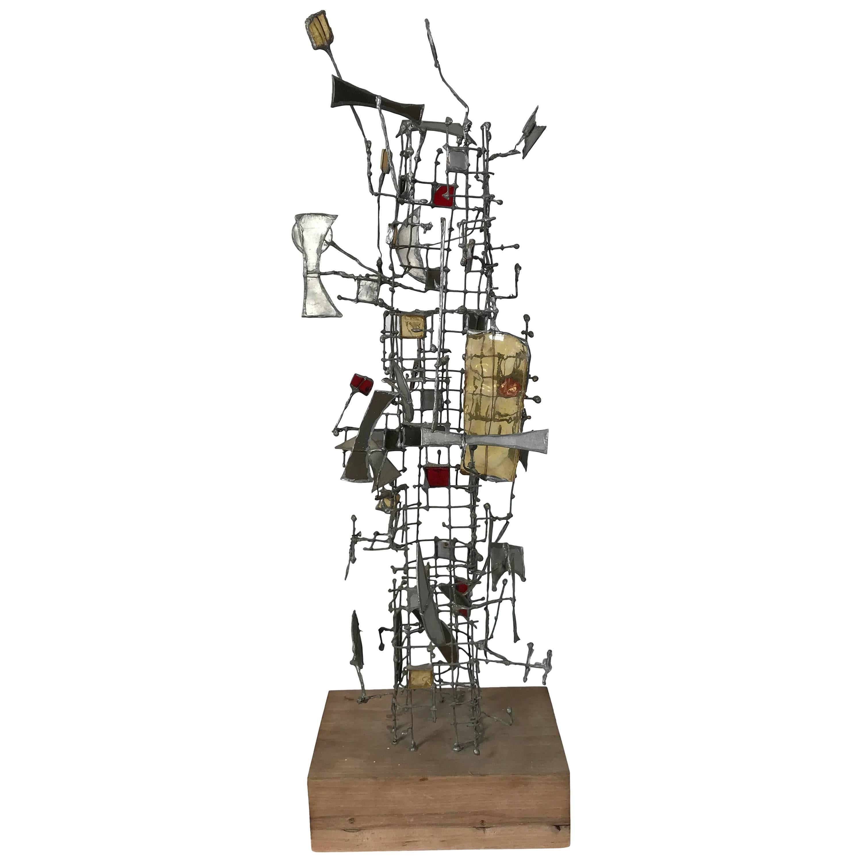 Escultura abstracta de metal y vidrio de Gertrude Schreiber, Escuela Cranbrook