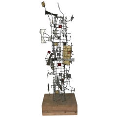 Retro Abstract Metal and Glass Sculpture by Gertrude Schreiber, Cranbrook School