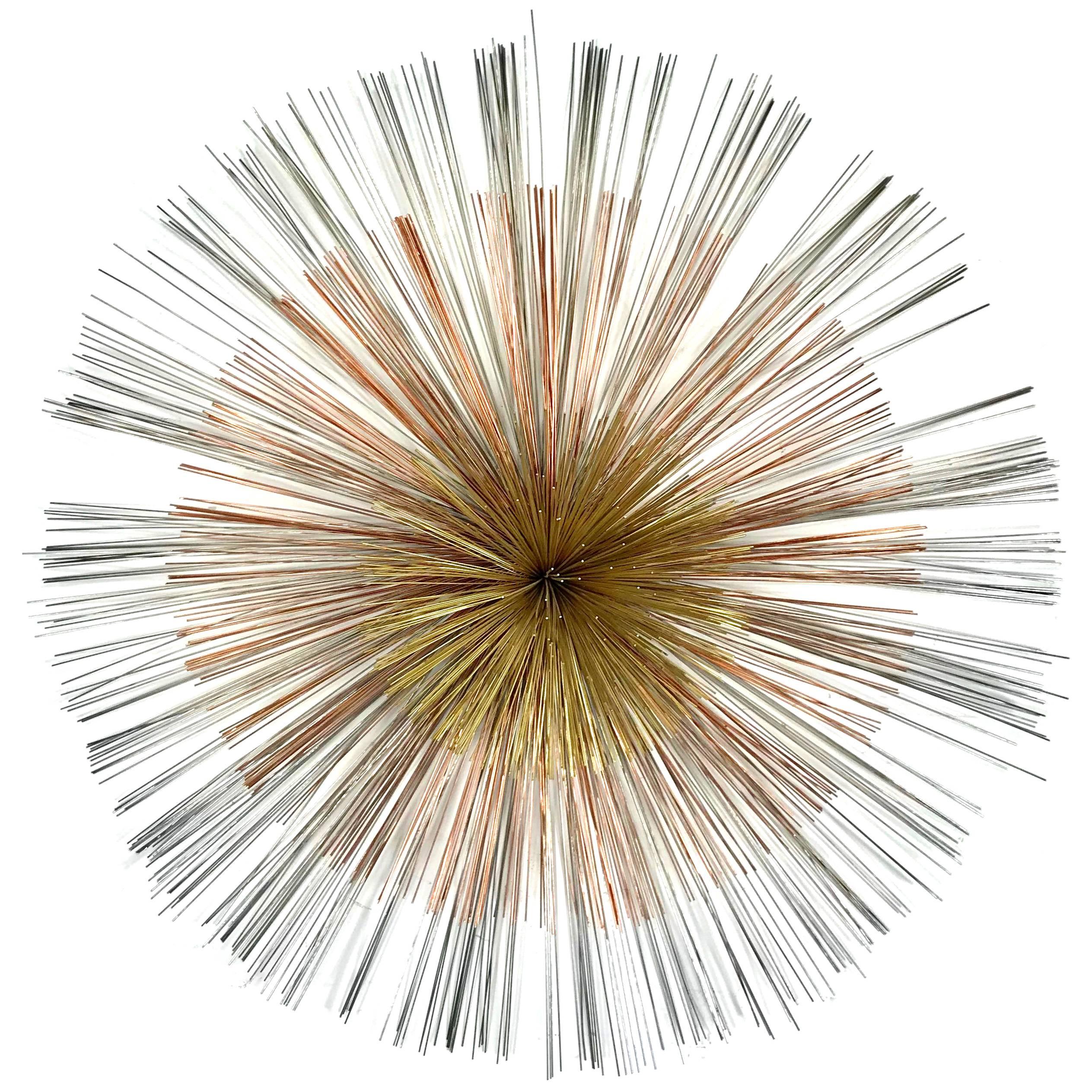 Large Tri-Color "Spray" Hanging Wall Sculpture by Curtis Jere after Bertoia