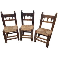 Three 18th Century Spanish Chairs with Carvings