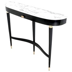 Demilune Ebonized Wood Console Table in the Style of Paolo Buffa, Italy, 1940s