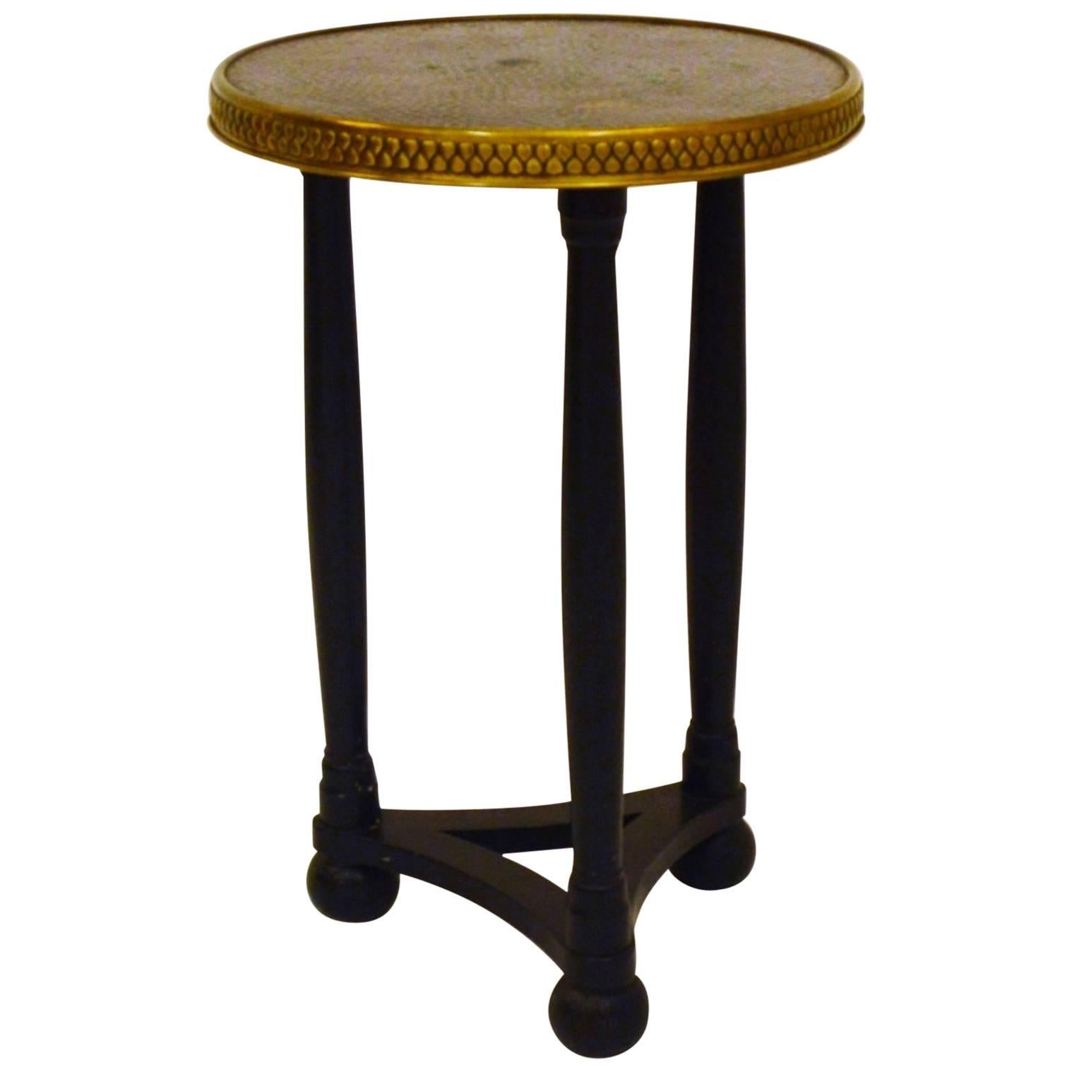 1930s Table with Copper and Brass Top For Sale