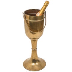 Vintage Hammered WMF Solid Brass Champagne Cooler/Ice Bucket, Jugendstil, 1930