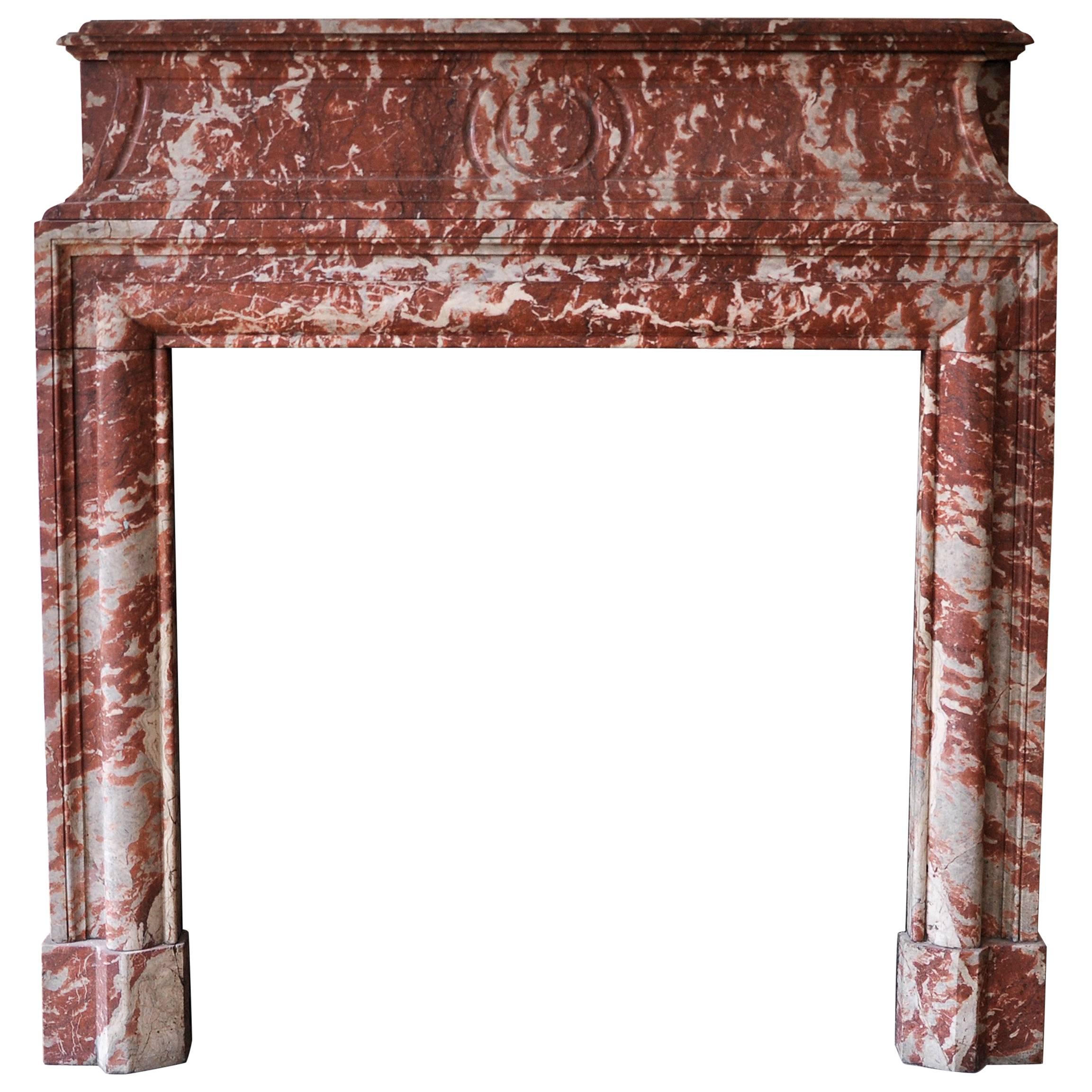 Antique Louis XIV Style Fireplace in Red from the Languedoc Marble, 19th Century For Sale