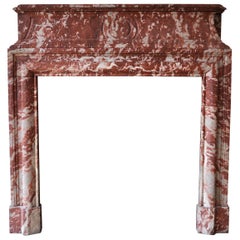 Antique Louis XIV Style Fireplace in Red from the Languedoc Marble, 19th Century