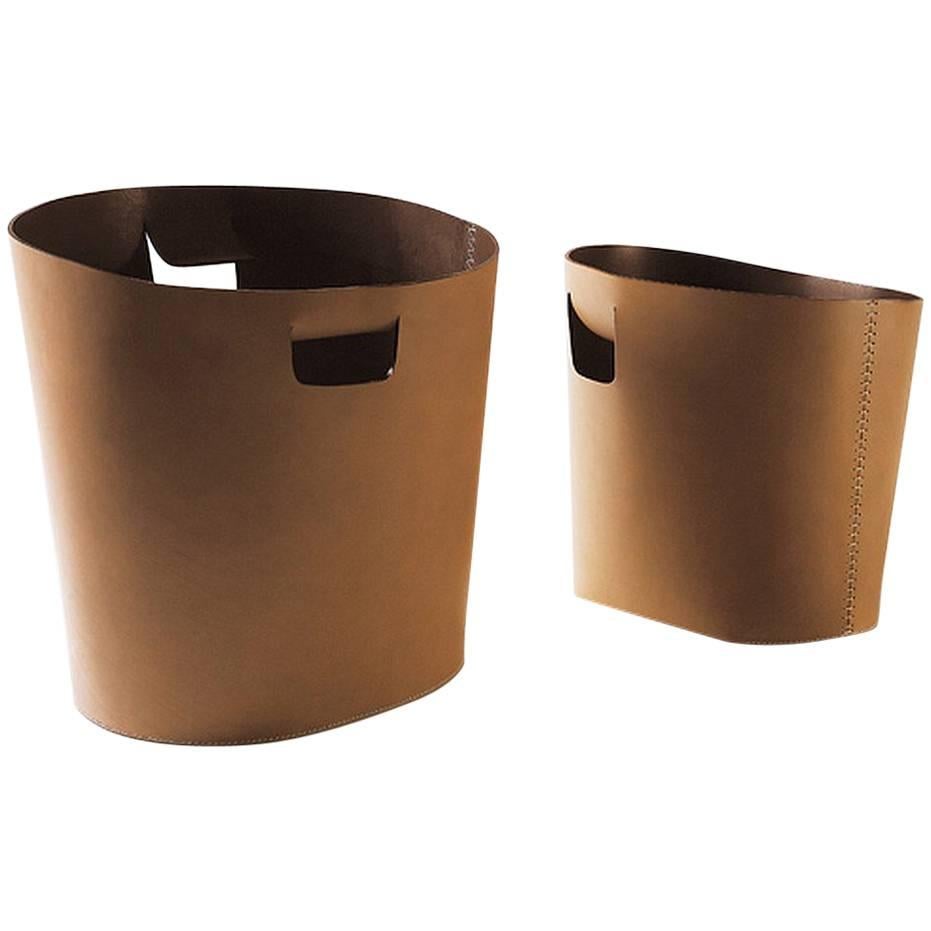 Cesta de piel con asas "Piero" Diseñada por C. Bouchard para Oscar Maschera