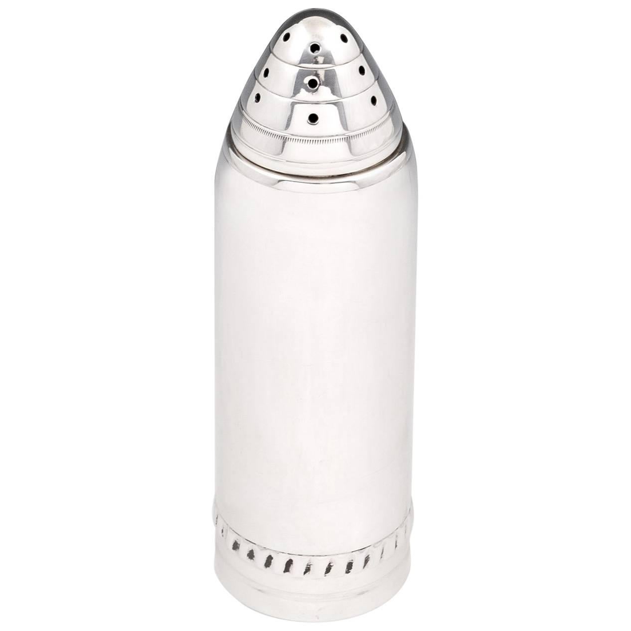 Sterling Silver Novelty Artillery Shell Sugar Shaker For Sale