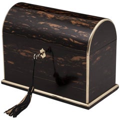 Dome Top Brass Bound Coromandel Jewellery Watch Box 19th Century Antique Dome Top Brass Bound Coromandel Jewellery Watch Box 19th Century