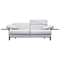 B&B Italia Arca Paolo Piva Designer Sofa Grey Leather Three-Seat Glass Function