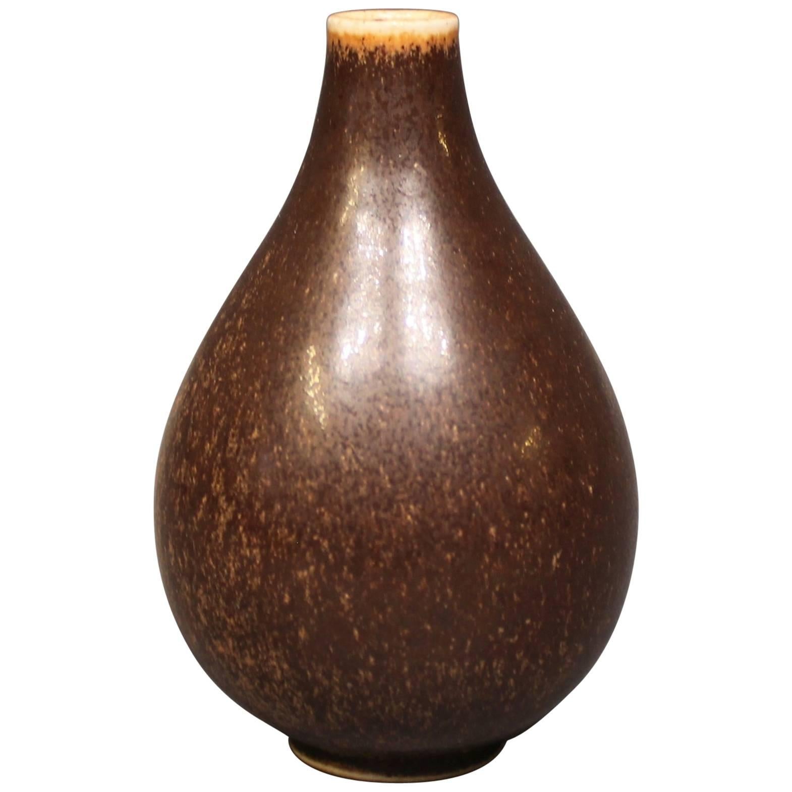 Ceramic Vase with a Dark Brown Glaze, No.: 37 by Saxbo
