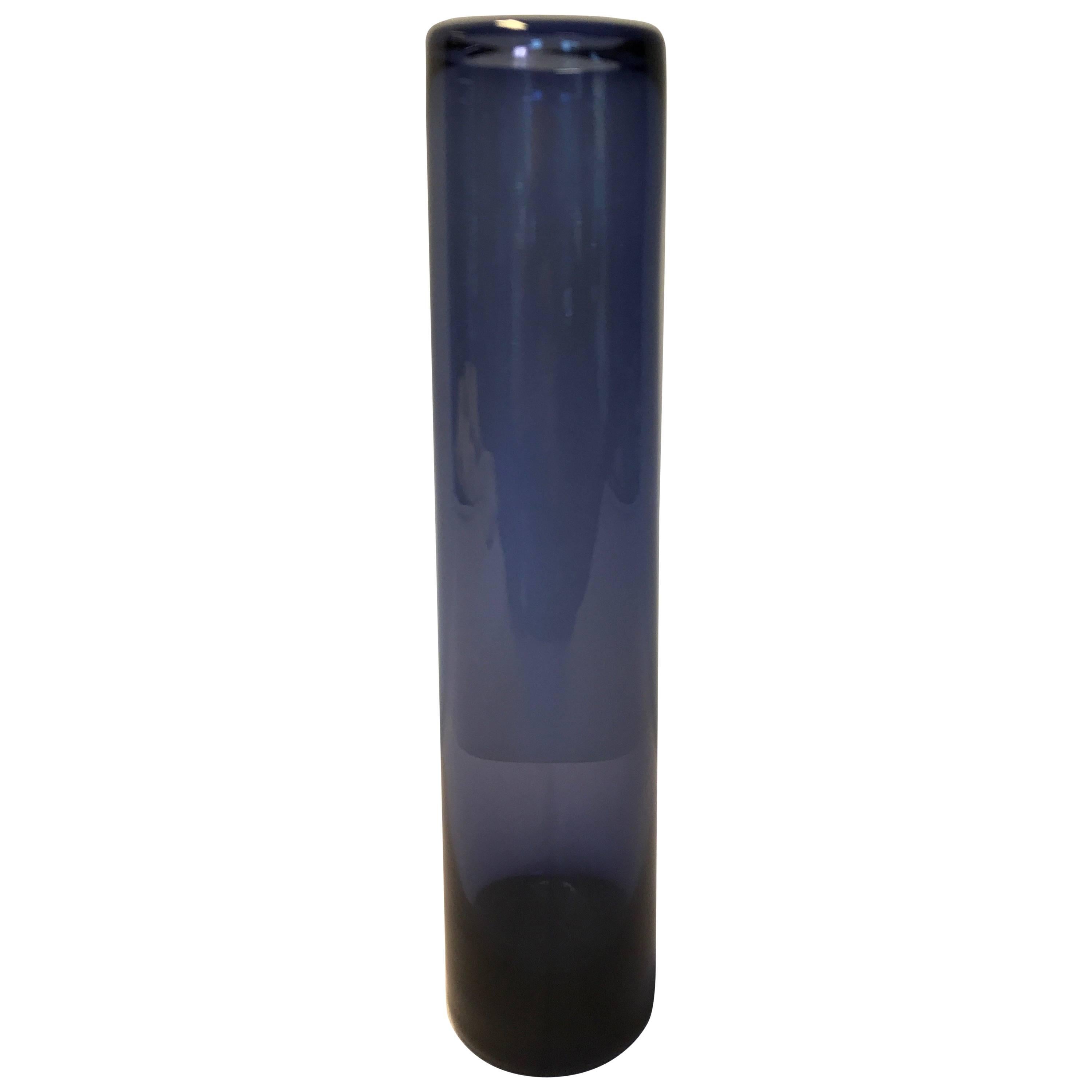 Holmegaard Blue Art Glass Vase, Designed by Per Lutken, 1960s, Denmark