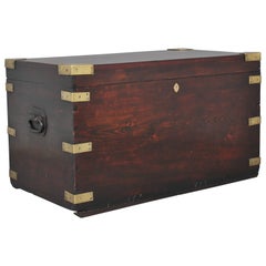 Antique 19th Century Mahogany and Brass Bound Trunk