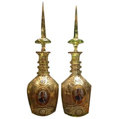 Pair of 19th Century Bohemian Cut Glass Decanters