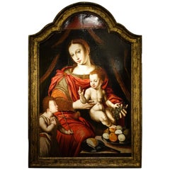 Antique "Virgin and Child", Oil on Panel