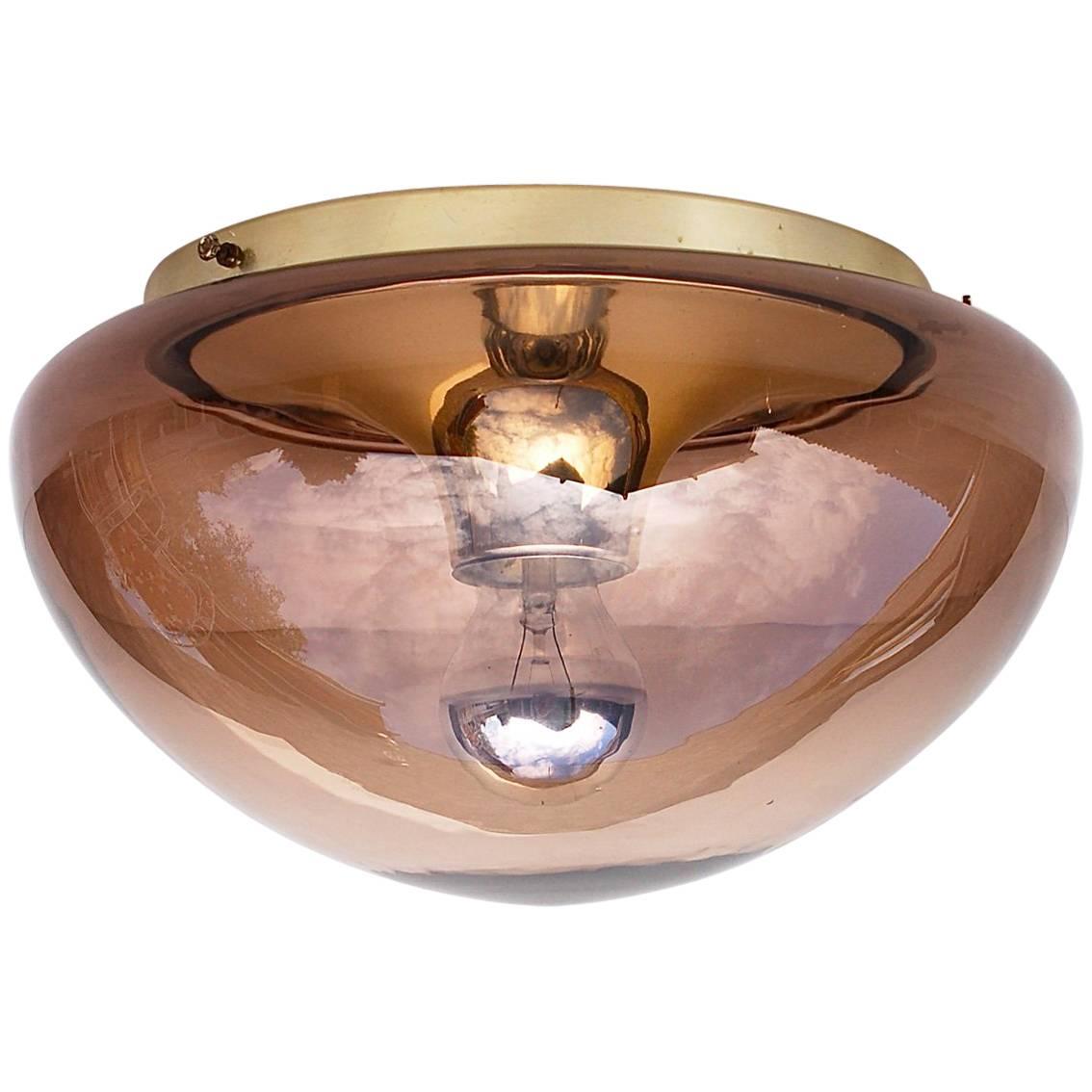 RAAK Style Flush Mounted Glass Domed Lamp, 1970s For Sale