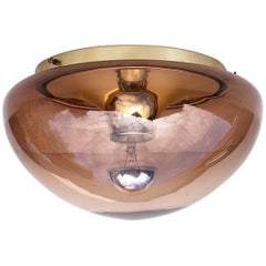 RAAK Style Flush Mounted Glass Domed Lamp, 1970s