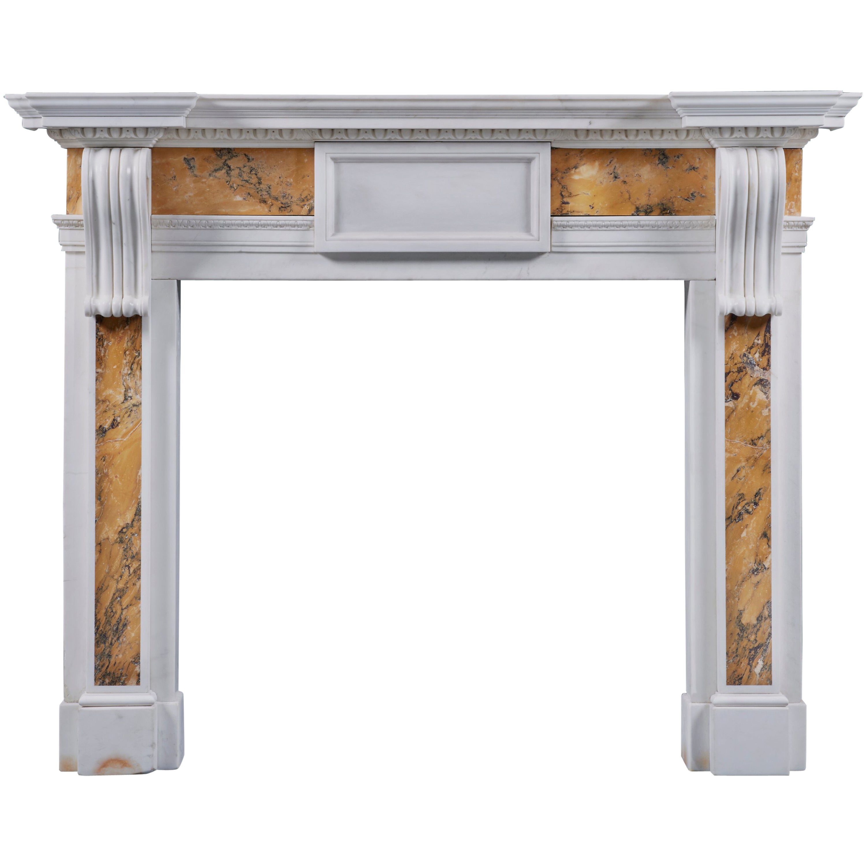 Fireplace Mantel in Statuary and Spanish Brocatelle Marble For