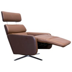 FSM Ergo Designer Relax Fauteuil en cuir marron Canapé monoplace moderne