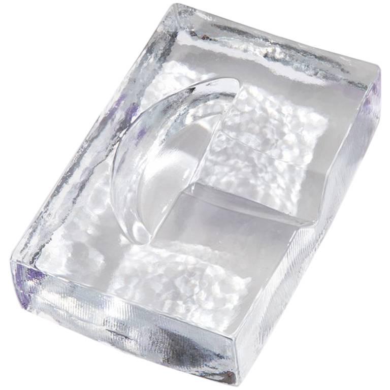 Point Ashtray in Clear Hand Cast Solid Glass  For Sale