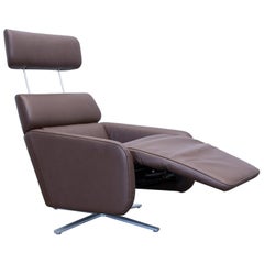 FSM Ergo Designer Relax Armchair Leather Brown One Seat Couch Modern