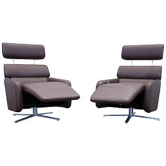 FSM Ergo Designer Relax Armchair Set Leather Brown One Seat Couch Modern
