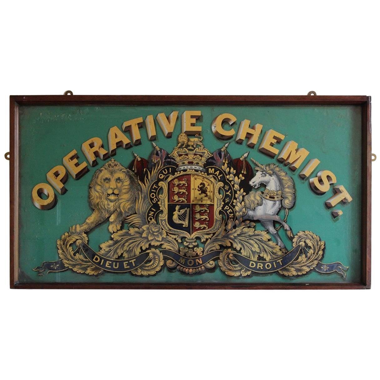 19th Century Reverse Painted Glass Chemist Sign