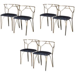 "Spider" Gilded Bronze Dining Chairs, Set of Six