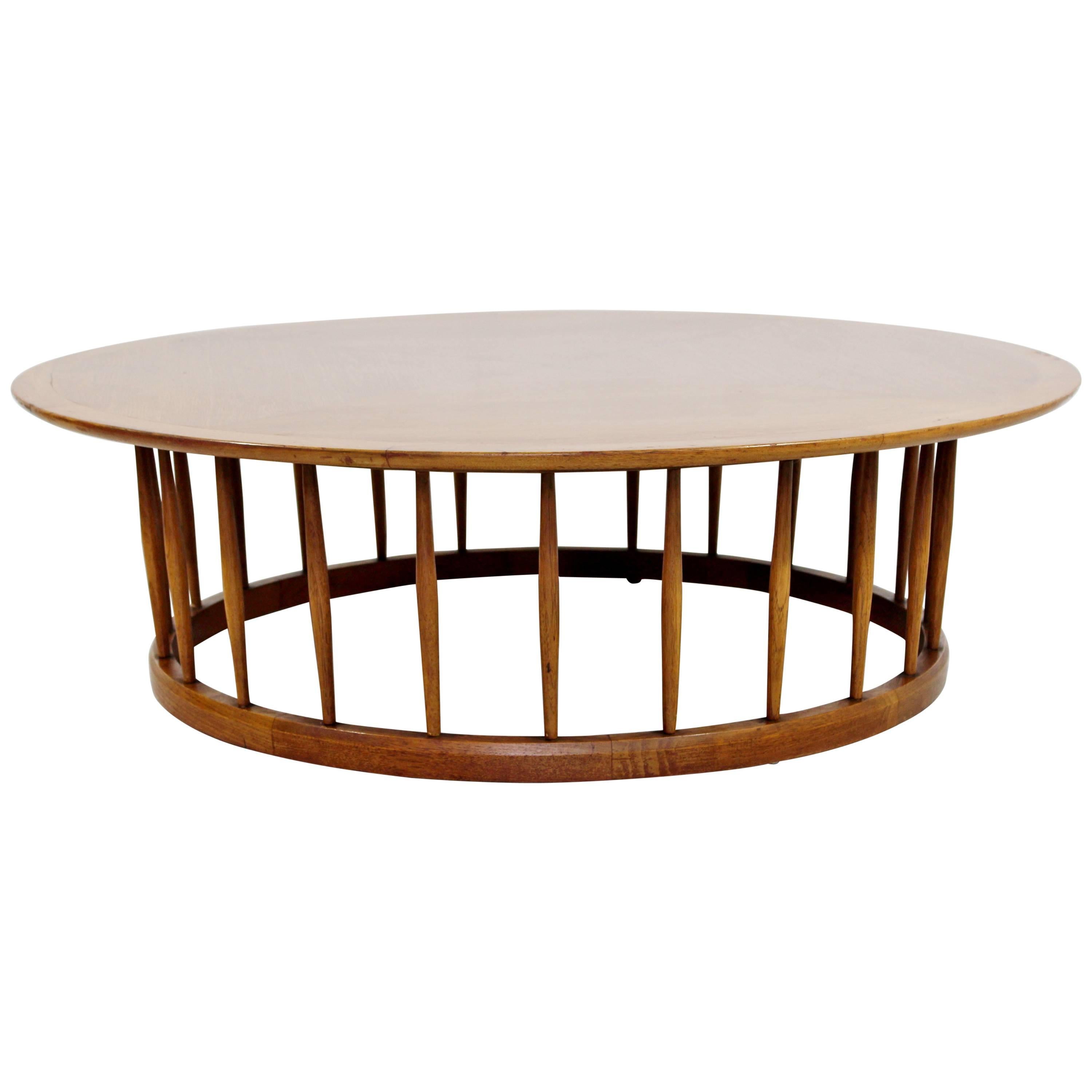 Mid-Century Modern John Van Koert for Drexel Round Walnut Spindle Coffee Table