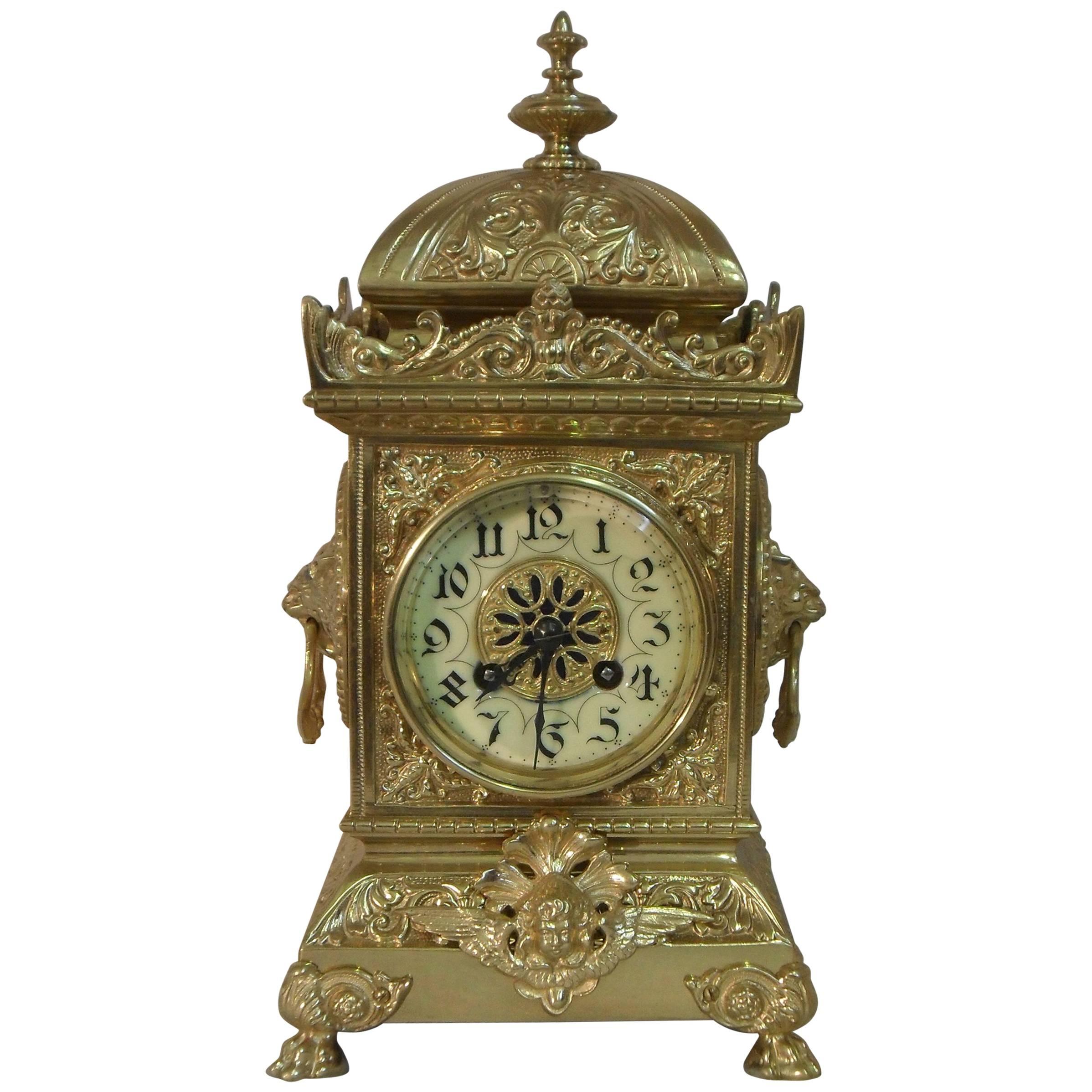 French 19th Century Brass Gilt Mantel Clock