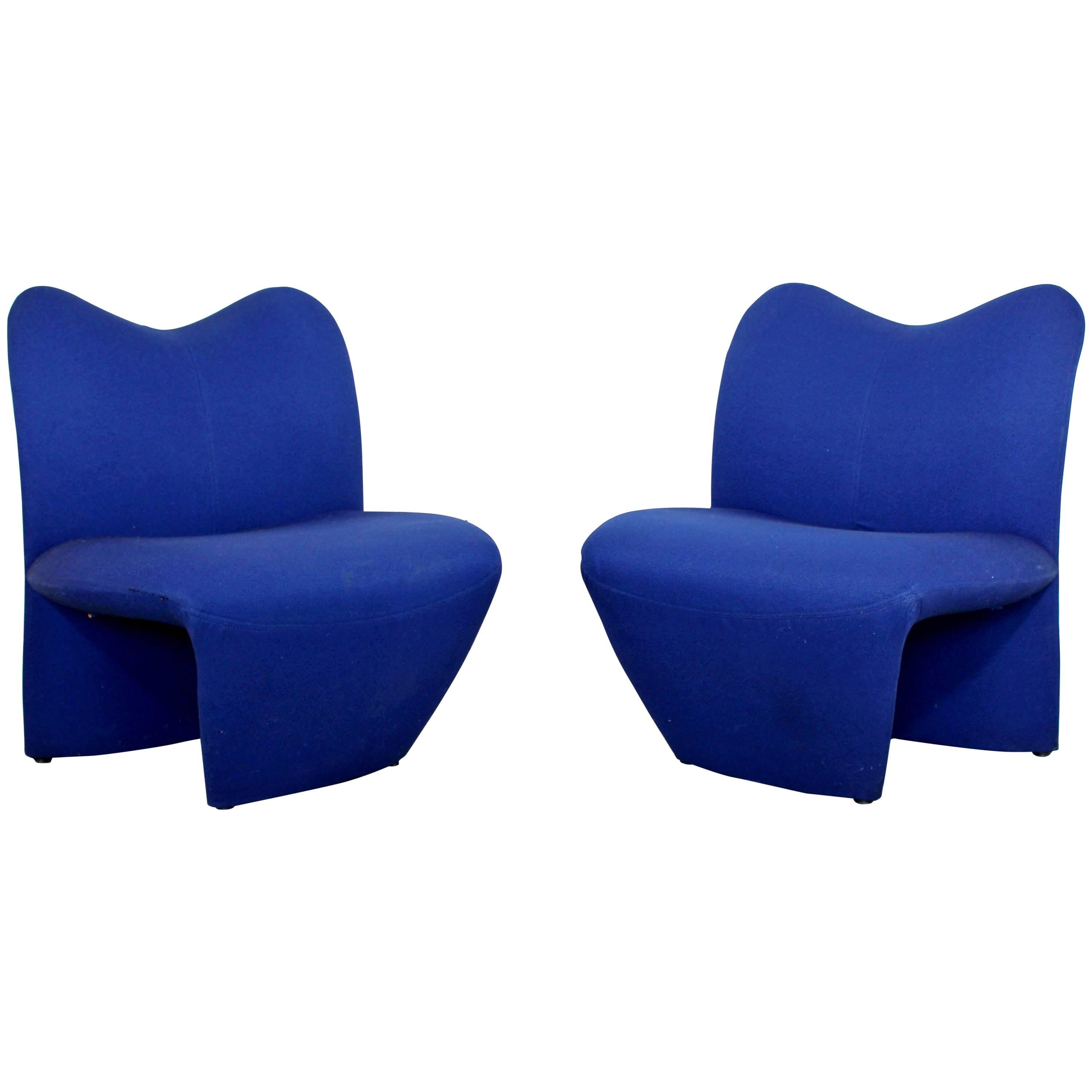 Mid-Century Modern Pair of Sculpted Accent Chairs Paulin Panton Style Italian