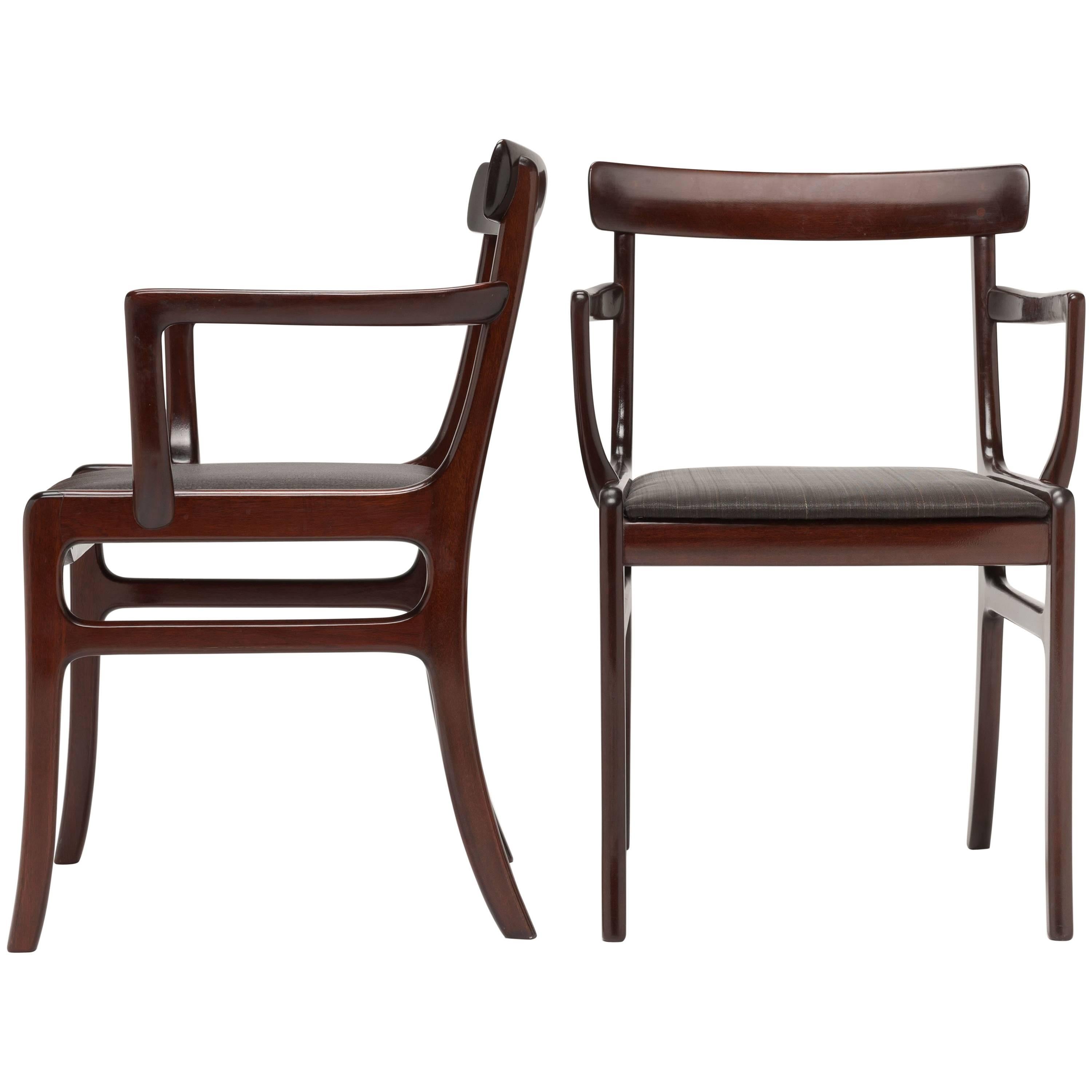 Pair of Armchairs in Horsehair Upholstery by Ole Wanscher, Denmark, 1960